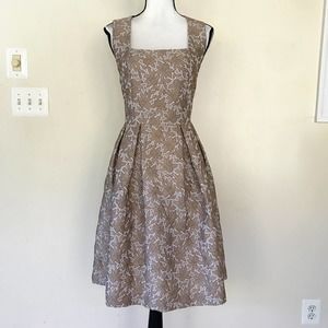 Marella by MaxMara Floral Brocade Brown Sleeveless Pleated Dress Women's Size 6